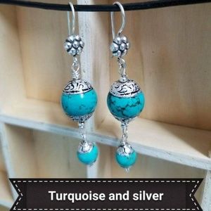 Turquoise Tibetan beads with sterling silver